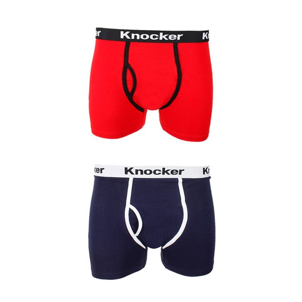 Knockers Men's 2 Pack Cotton Spandex Boxer Briefs Navy Red